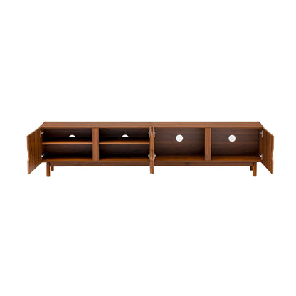 TV Stand With Legs, Media Console, 4 Cabinets For Living Room - Natural Wood