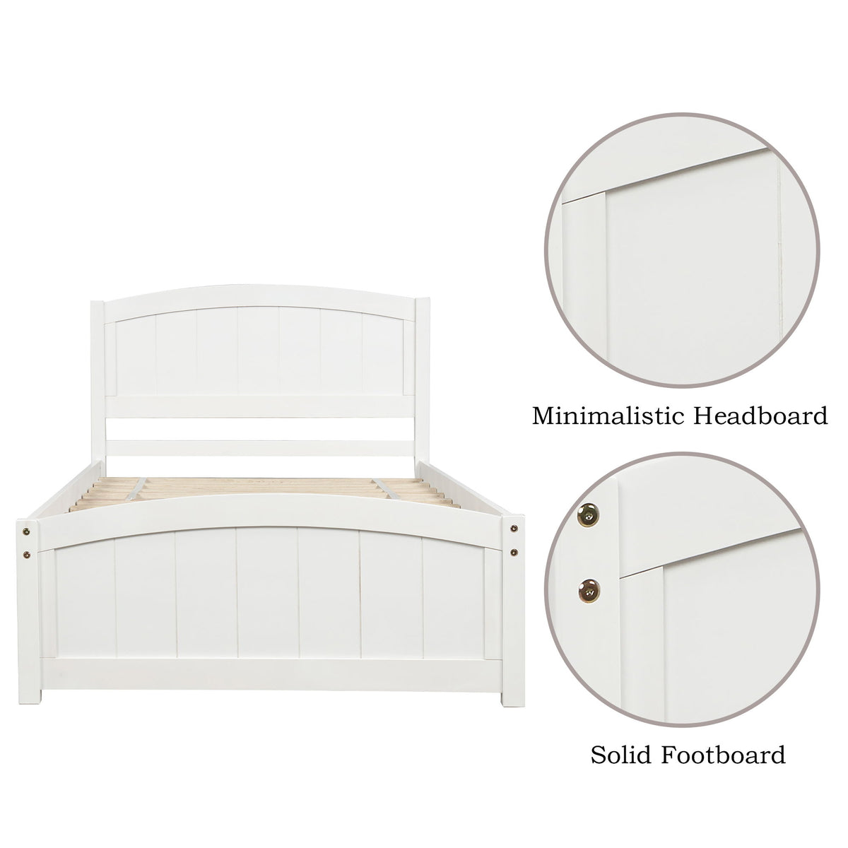 Platform Bed & Headboard, Footboard And Wood Slat Support