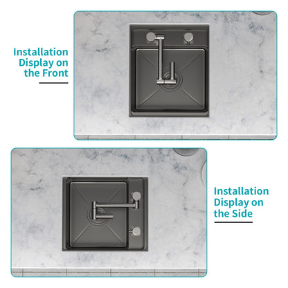 Modern Undermount Bar Sink With Folding Faucet