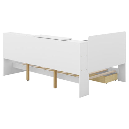 Platform Bed With Storage Headboard, Shelves And 2 Drawers