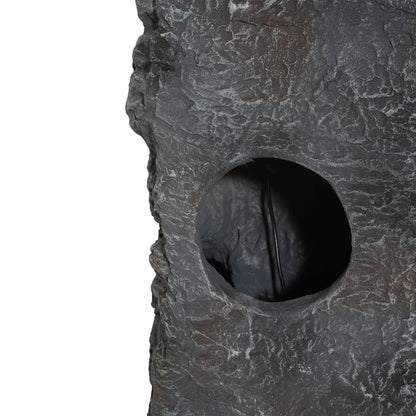 Concrete Rock Waterfall Fountain With LED Lights, Outdoor Garden Decor