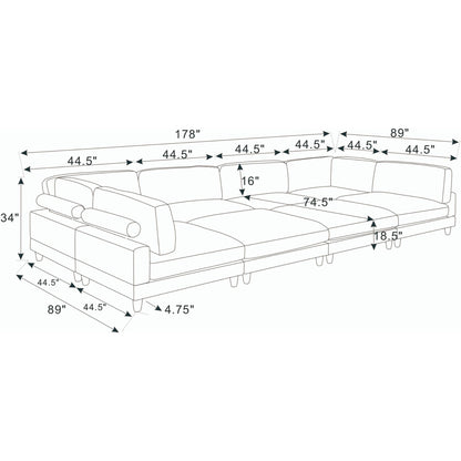 Modern Modular Sectional With Adjustable Back Support