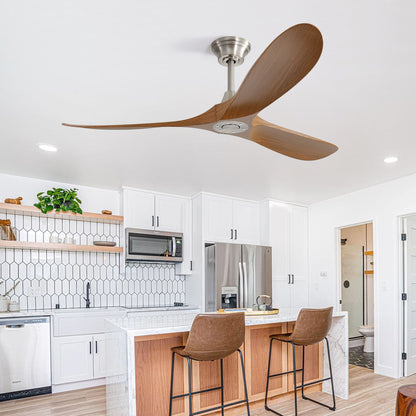 Outdoor Ceiling Fan No Light With 3 Blades Smart App Control - Brushed Nickel