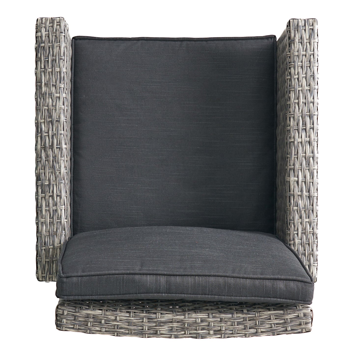 Outdoor Rattan Swivel Barstool With Water Resistant Cushion - Mixed Black / Dark Gray