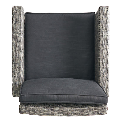 Outdoor Rattan Swivel Barstool With Water Resistant Cushion - Mixed Black / Dark Gray