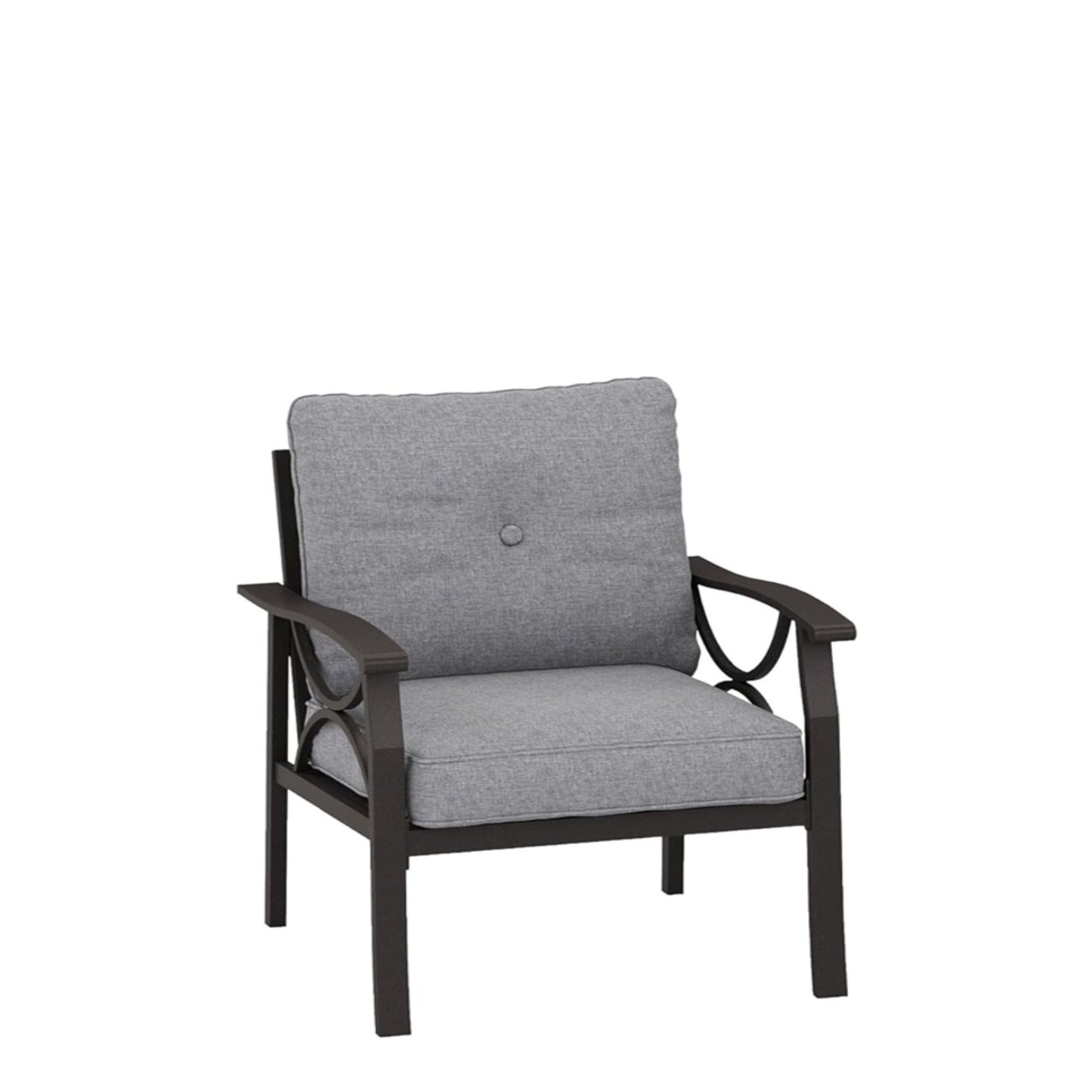 All Weather Armchairs With Cushions, Sculptural Design (Set of 2) - Gray / Khaki