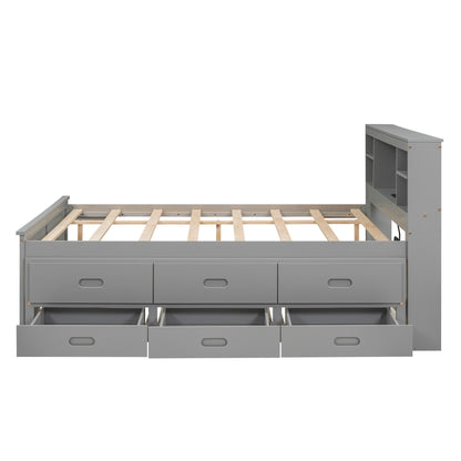 Platform Bed With Storage Headboard, USB, Trundle And 3 Drawers