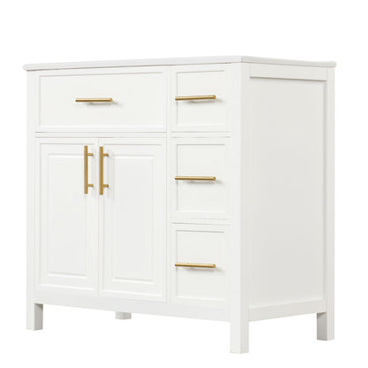 Modern Bathroom Vanity With Sink Top, 2 Doors And 3 Drawers