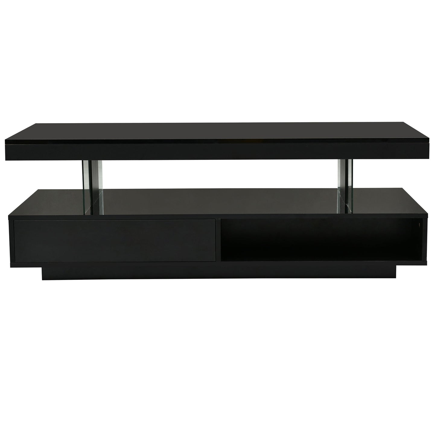 LED Coffee Table With 2 Drawers And Display Shelves