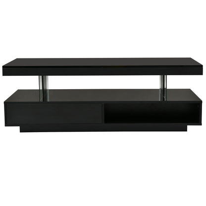 LED Coffee Table With 2 Drawers And Display Shelves
