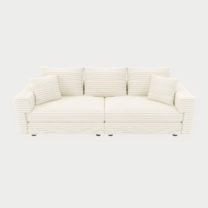 Deep Seat Convertible Sofa With Soft Pillows And Ottomans