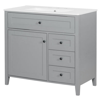 Bathroom Vanity With Sink, Cabinet With 3 Drawers And Adjustable Shelf