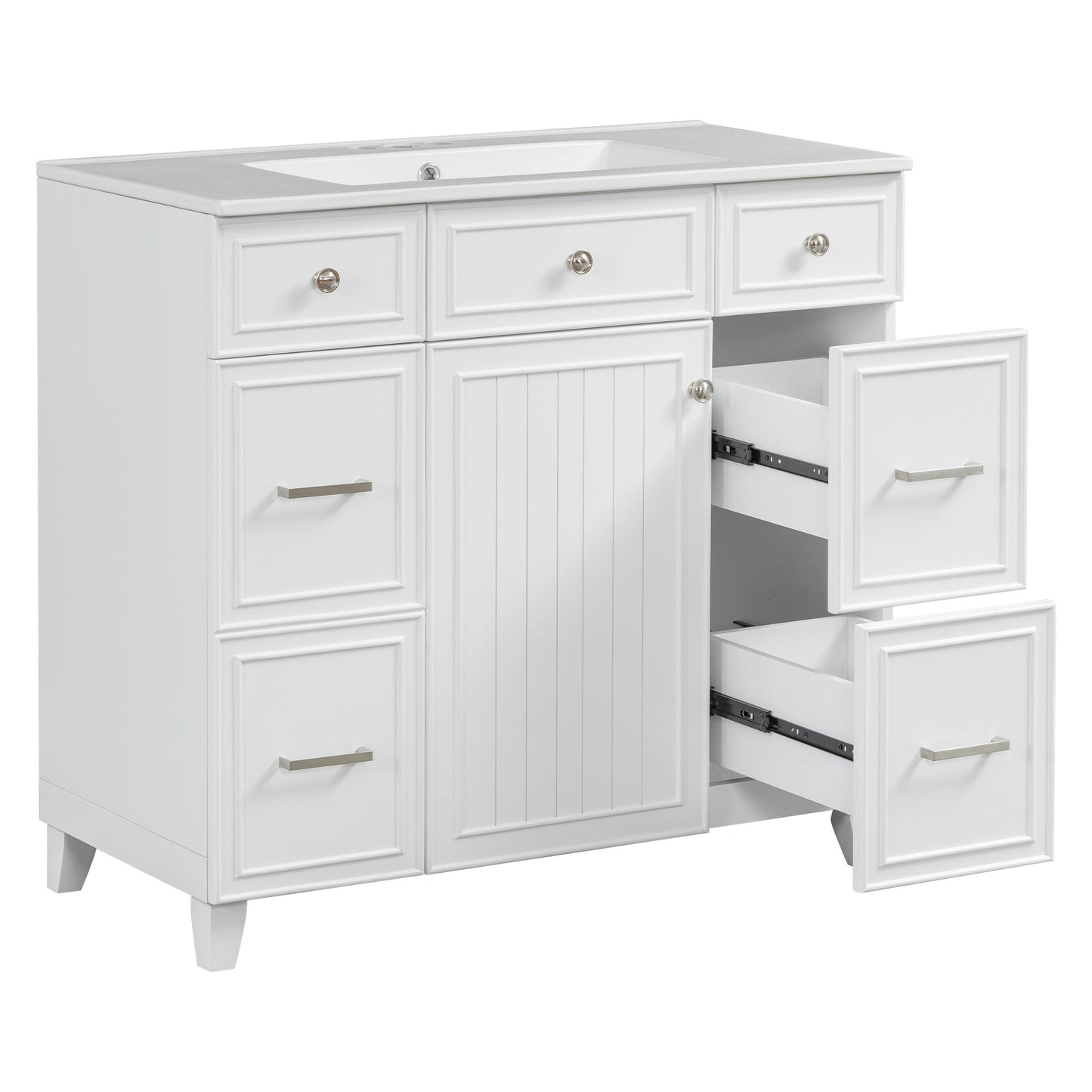 Bathroom Vanity With Ceramic Sink, Soft Close Doors, Adjustable Shelves