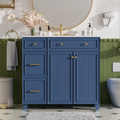 Bathroom Vanity With Sink, Soft Close Doors, Adjustable Shelves