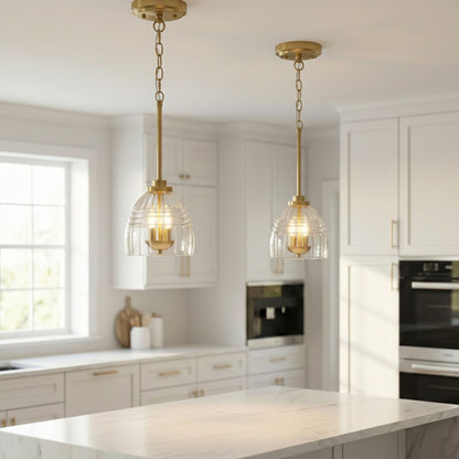 Ember - 3 Candle Lights Chain Pendant - Clear / Gold