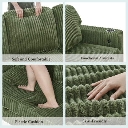 L-Shaped Sofa With Pull Out Sofa Bed With USB