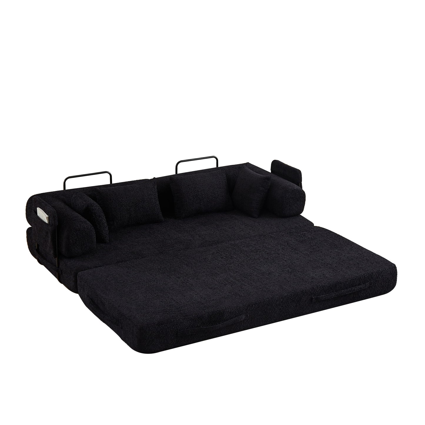 Convertible Sleeper Sofa Bed With Cylindrical Pillow