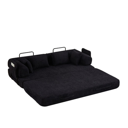 Convertible Sleeper Sofa Bed With Cylindrical Pillow
