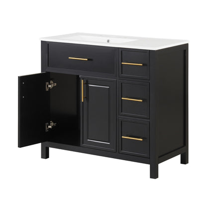 Modern Bathroom Vanity With Sink Top, 2 Doors And 3 Drawers