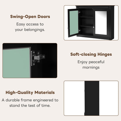 Wall-Mounted Medicine Cabinet With 2 Mirrors, Adjustable Shelves