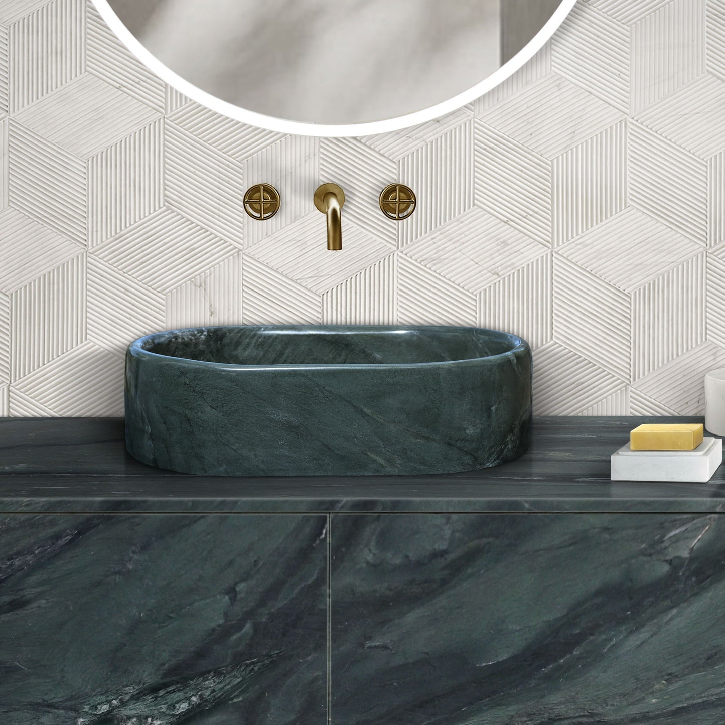 Bathroom Vessel Sink, Semi Polished Surface