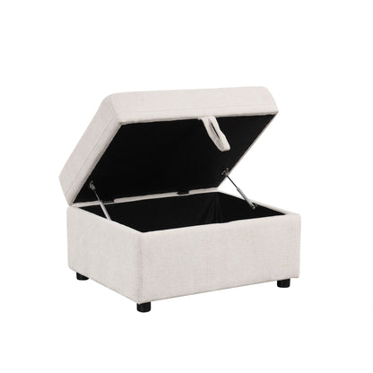 Sectional Sofa Convertible Pull-Out Bed With Storage Ottoman & USB Ports