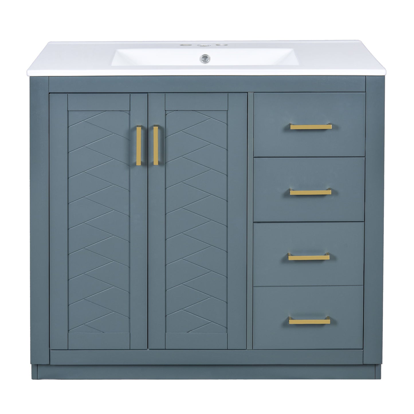 Bathroom Vanity With Sink Combo, Storage Cabinet, Freestanding Set With 3 Drawers & Soft Closing Doors