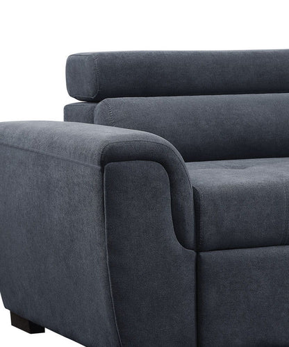 Haris - Sleeper Sofa Sectional With Adjustable Headrest And Storage Ottoman - Dark Gray