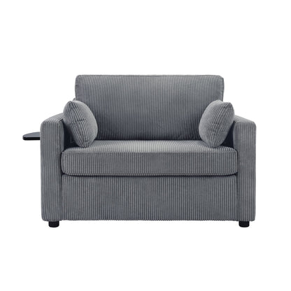 Sleeper Sofa With Foldable Mattress, USB Ports, Side Table & Storage Pocket