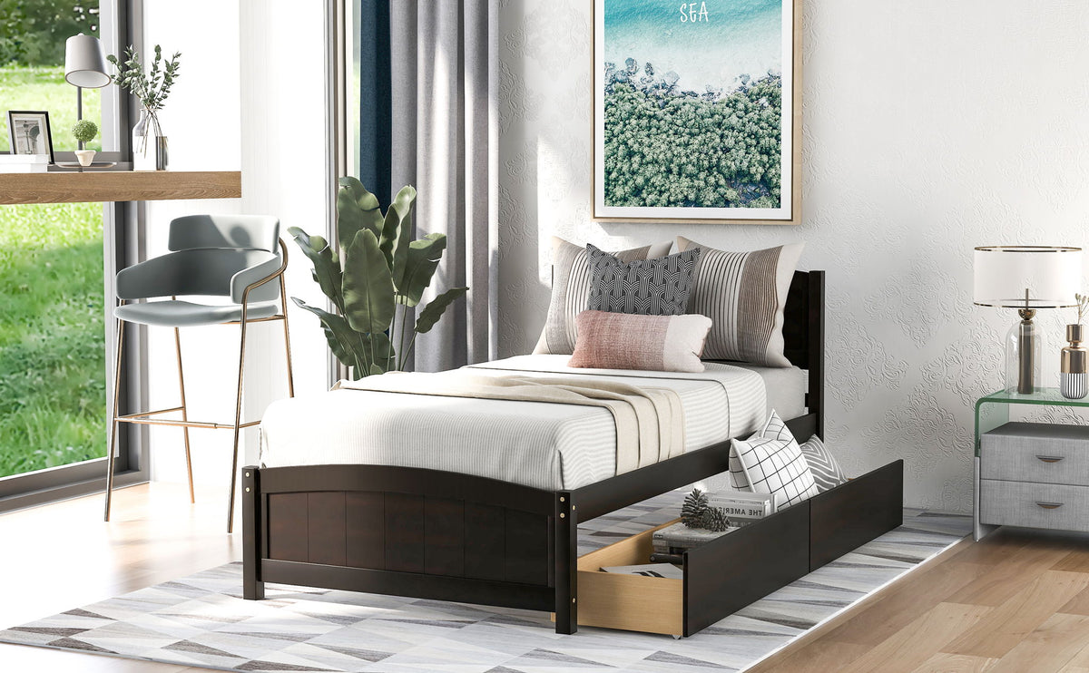 Platform Bed & Headboard, Footboard And Wood Slat Support