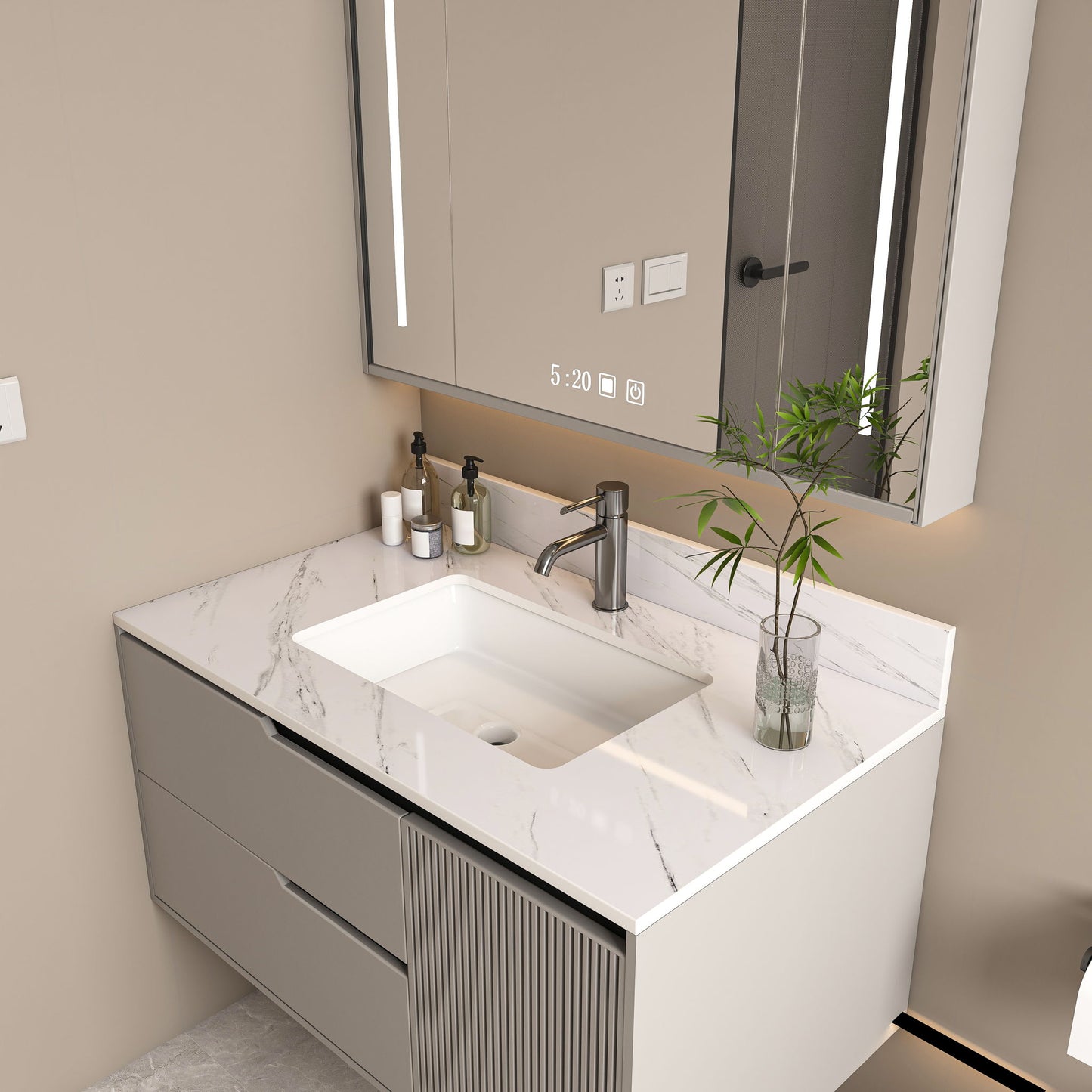 Bianco Carrara Venato Marble Vanity Top With Pre Drilled Faucet Hole And Undermount Sink