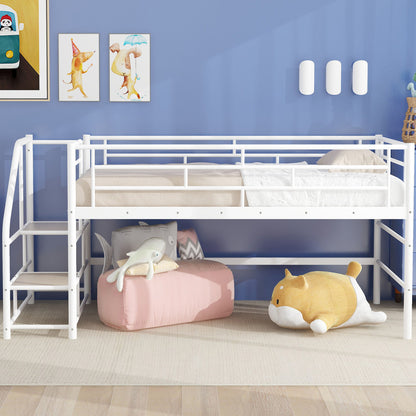 Loft Bed With Storage Stairs And Metal Frame