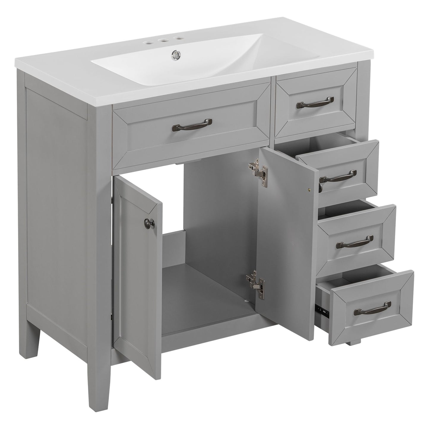 Modern Bathroom Vanity With Sink, Freestanding With Drawers And Doors