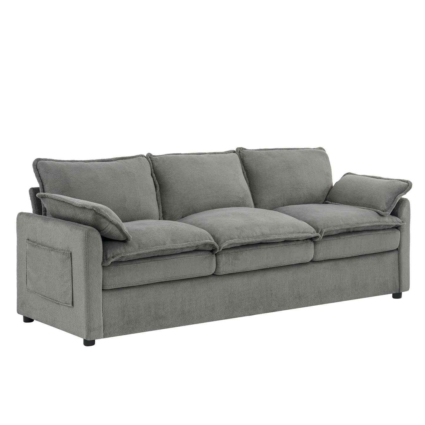Modern 3 Seater Sofa With Side Storage Pockets For Living Room