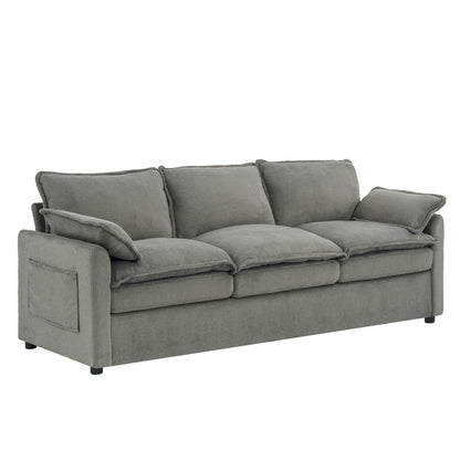 Modern 3 Seater Sofa With Side Storage Pockets For Living Room