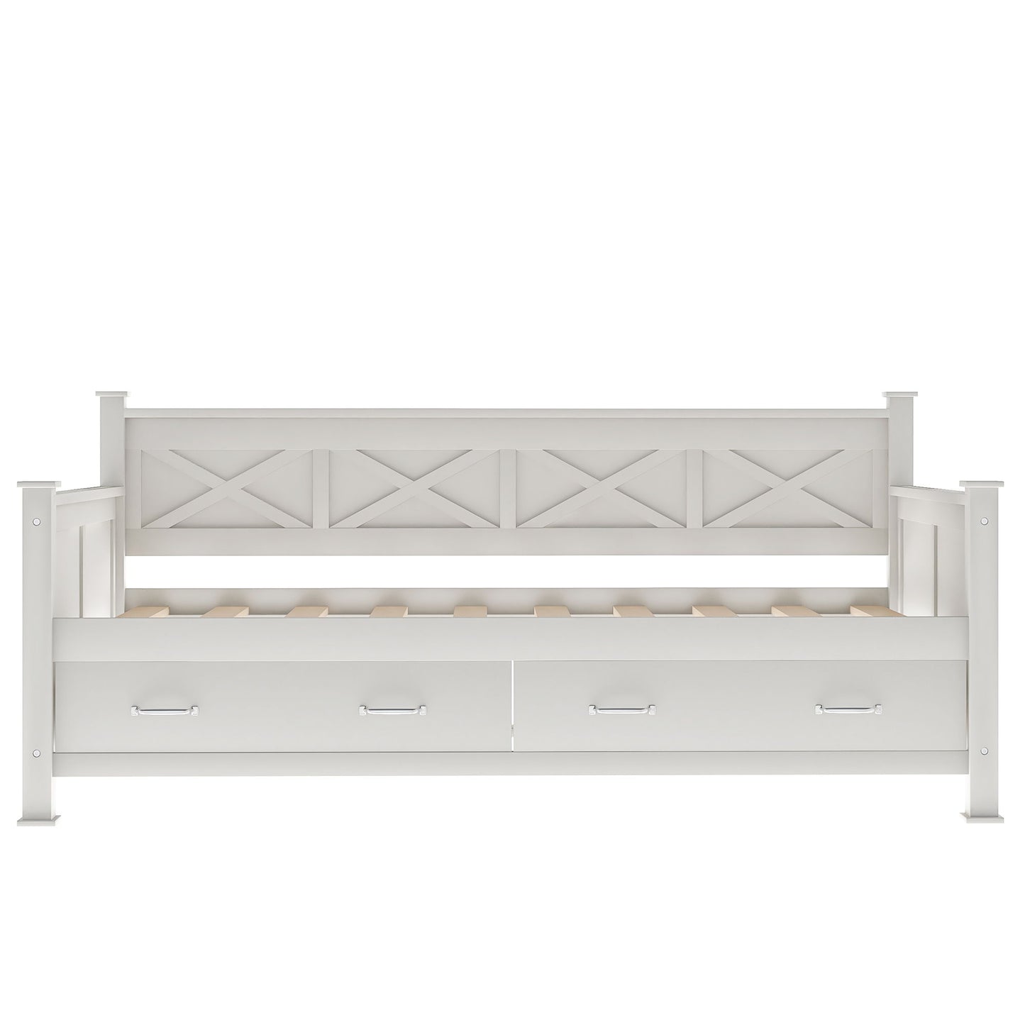 Modern Daybed With 2 Large Drawers, X Shaped Frame