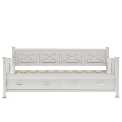 Modern Daybed With 2 Large Drawers, X Shaped Frame