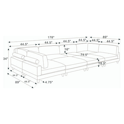 Modern Modular Sectional With Adjustable Back Support
