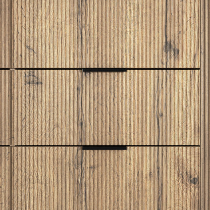 Modern 6 Drawer Cabinet With Metal Rounded Corners And Exquisite Handles Multi Functional Storage - Natural Wood