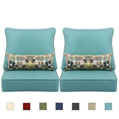 Patio Deep Chair Cushion - Set of 2 - Total 6 pieces (Blue)
