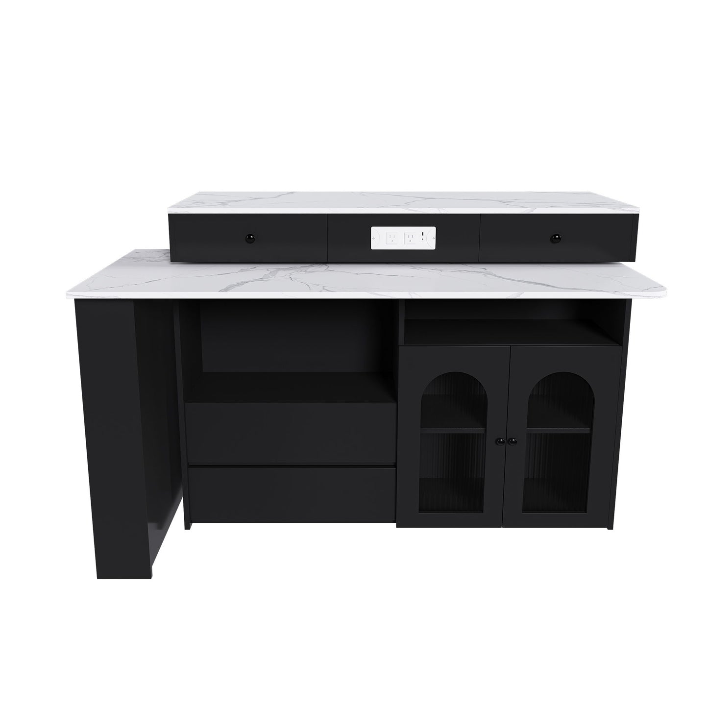 Kitchen Island With Extendable & Rotating Table