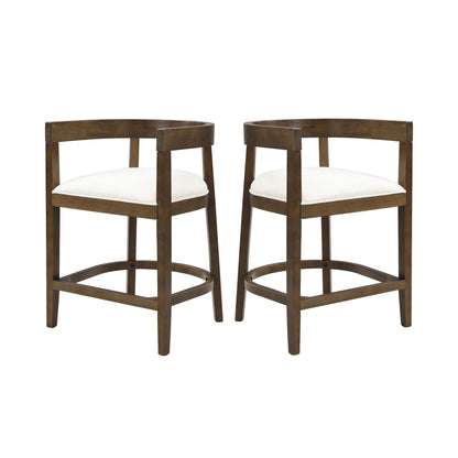 Modern Rubberwood Counter Stool Set With Upholstered Seats