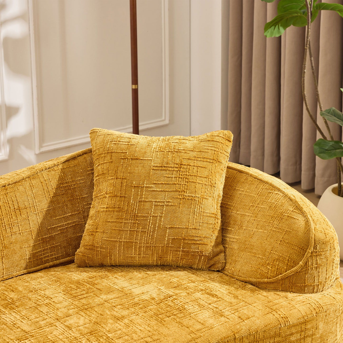 Curved 2 Person Compress Sofa With Armrests, Includes Pillows