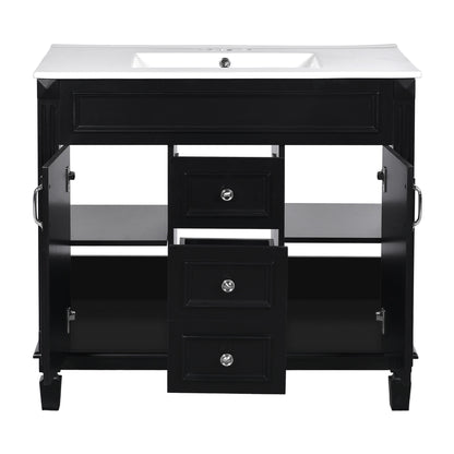 Bathroom Vanity With Top Sink, Mirror Cabinet, 2 Soft Closing Doors & 2 Drawers