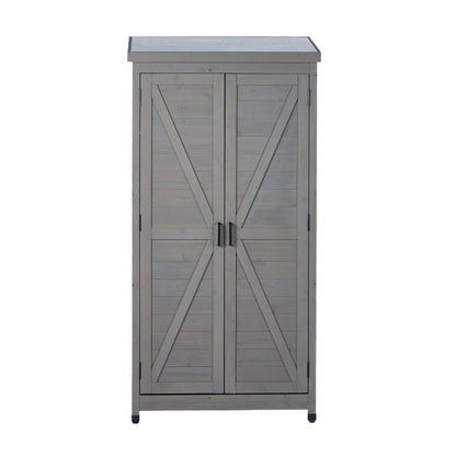 Outdoor Storage Shed With Vertical Tool Cabinet For Backyard