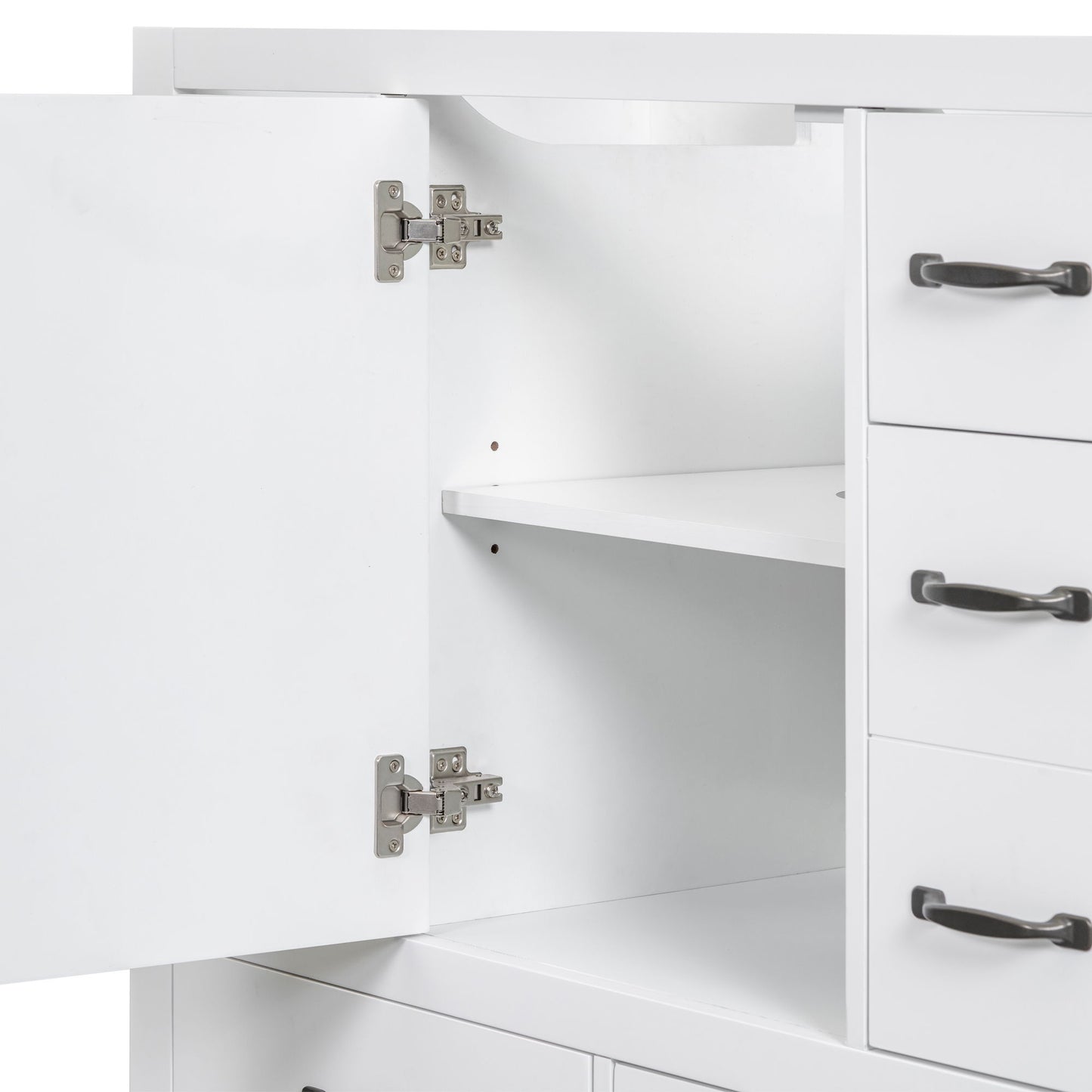 Modern Bathroom Vanity Base Only, 6 Drawer Storage With Adjustable Shelf