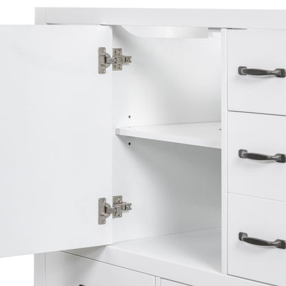 Modern Bathroom Vanity Base Only, 6 Drawer Storage With Adjustable Shelf