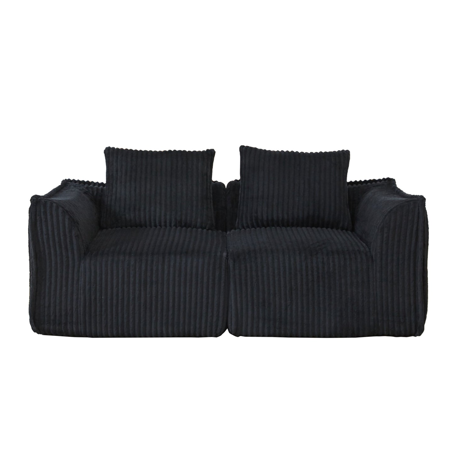 Minimalist Sofa With Curved Lines And Horn Shaped Throw Pillows