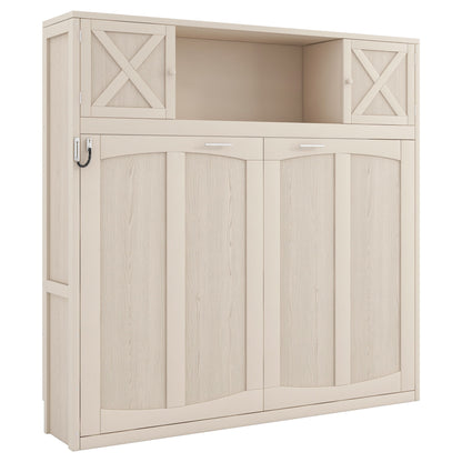 Rustic Casual Murphy Bed With Storage Cabinets