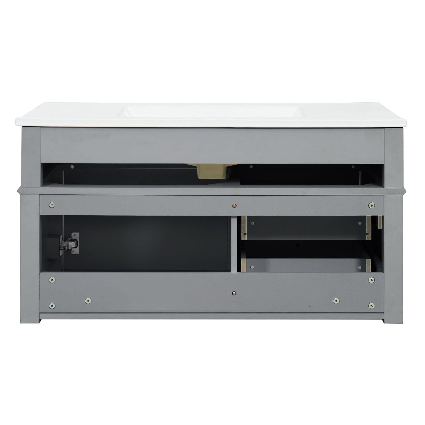 Modern Wall Mounted Floating Cabinet With Double Drawer And Sink